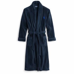 Polo Ralph Lauren Plush Robe Velour Black Shawl Collar Men L Luxe Cozy